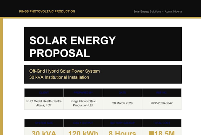 create a professional solar energy proposal and  report